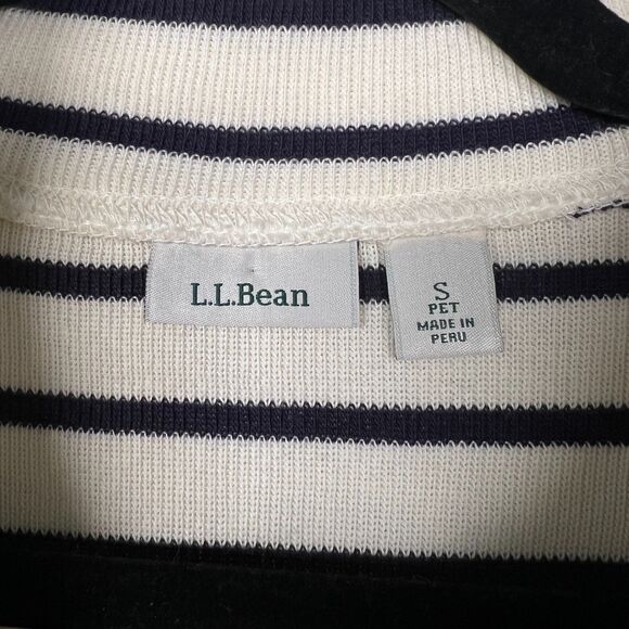 L.L. Bean Striped Half Zip Mock Neck Size S Petite Quiet Luxury Preppy Minimal - Picture 2 of 7
